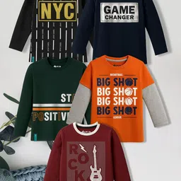 3PIN Boys Pack Of 5 Printed Round Neck Cotton T-shirts-picture-20