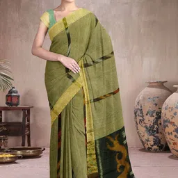 The Chennai Silks Striped Zari Pure Cotton Pochampally Saree-picture-12