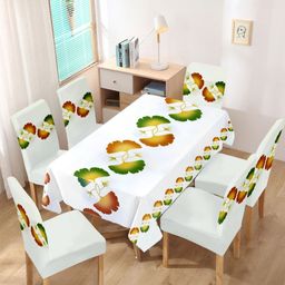 Myntra Elegant Homes Set Of 7 White Floral Table Cover & Dining Chair Cover Set-picture-5
