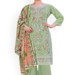 DRAVINAM Trends Floral Embroidered Sequinned Pure Cotton Unstitched Dress Material-picture-10