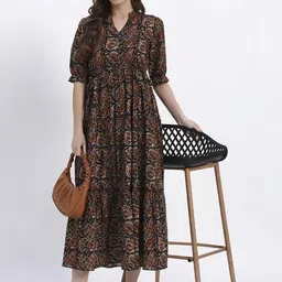 ANUOM Floral Print A-Line Maxi Dress image 5