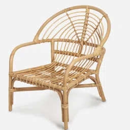 habereindia Java Bamboo Arm Accent Chair In White & Beige Colour image 5