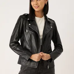 Leather Retail Women Leather Outdoor Biker Jacket-picture-17