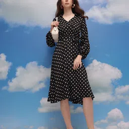 CORSICA Polka Dot Printed Wrap Dress-picture-31