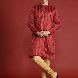 Anouk Tyohaar Collection Striped Sequinned Kurta with Churidar-picture-11