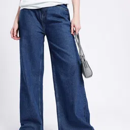 glitchez Women Urban Savvy Baggy Wide Leg High-Rise FrayedJeans-image-4