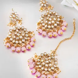 Peora Pink Gold-Plated Kundan Jewellery Set-picture-21