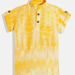 Vastrarth Boys Smart Slim Fit Tie & Dye Mandarin Collar Organic Cotton Casual Shirt-image-79