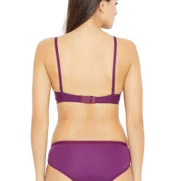 N-Gal Purple & Cream Cotton Bra & Panty Set (Pack Of 2) image 2