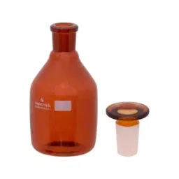 Supertek 1000 ml Narrow Mouth Amber Reagent Bottle With Interchangeable Glass Stopper, 12.151.1000 image 2