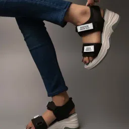 Shoetopia Kids Black & Grey Floater Sandals-image-66