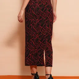 Globus Red & Black Solid Skirt image 2