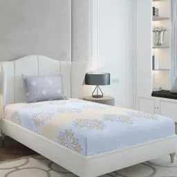 Monte Carlo Solstic Light Grey Cotton Printed 144 TC Single Bedsheet with 1 x Pillow Cover image 4