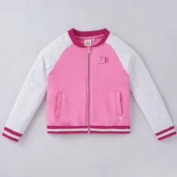 Ed-a-Mamma Kids Pink Cotton Color Block Full Sleeves Jacket image 1