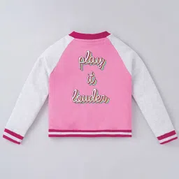 Ed-a-Mamma Kids Pink Cotton Color Block Full Sleeves Jacket image 2