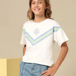 U.S. Polo Assn. Girls Off White Varsity Style Brand Embroidered T-Shirt-picture-34