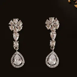 Gemron Jewel Rhodium-Plated American Diamond & Cubic Zirconia-Studded Jewellery Set image 3