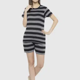 Vimal Jonney Black Stripes Print Pajama Set image 4