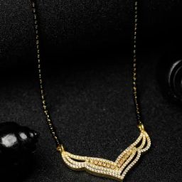 SHEER by Priyaasi Gold-Plated & Black 92.5 Sterling Silver Studded & Beaded Mangalsutra-picture-7