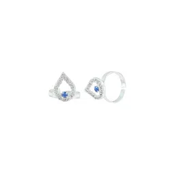 Missmister Women Set Of 2 Silver plated Pear shape American Diamond Adjustable Toe ring-picture-10