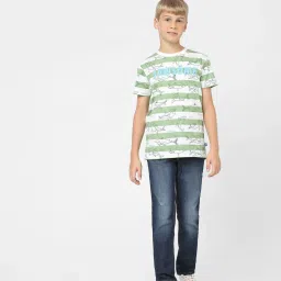 Jack & Jones Junior Boys Green & White Printed T-Shirt image 4