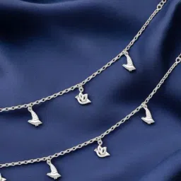 Taraash 925 Sterling Silver Link Chain Multi Bird Charm Anklet for Women-image-55