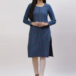 Rangriti Blue Printed Straight Kurta-image-18