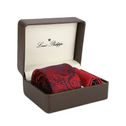 Louis Philippe Maroon Printed Tie & Pocket Square - Pack of 2 image 1