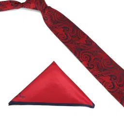 Louis Philippe Maroon Printed Tie & Pocket Square - Pack of 2 image 2