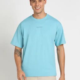 Lee Blue Loose Fit Graphic Print Cotton Oversized T-Shirt-image-71