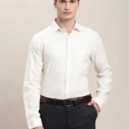Turtle Cream Cotton Regular Fit Self Design Shirt-picture-15