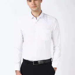 Peter England White Cotton Slim Fit Checks Shirt-picture-16