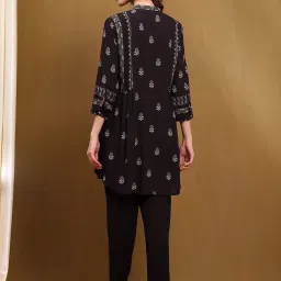 Biba Black Printed Straight Kurta image 2