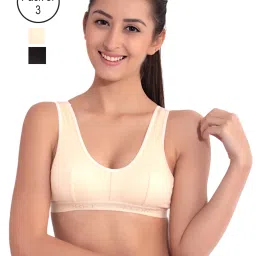 Floret Multicolor Non Wired Non Padded Sports Bra (Pack Of 3) image 2