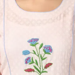 DART STUDIO Peach Cotton Embroidered Straight Kurta image 5