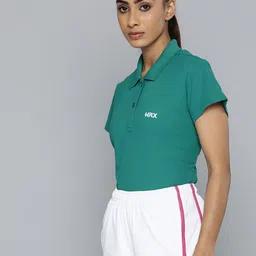 HRX by Hrithik Roshan Women Brand Logo Printed Polo Collar Rapid-Dry Tennis T-shirt image 4