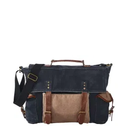 Mona B Navy Canvas Medium Messenger Bag image 1