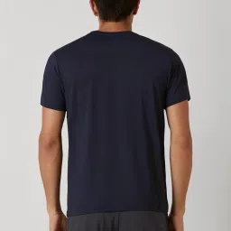 Van Heusen Navy Slim Fit Self Pattern T-Shirt image 2