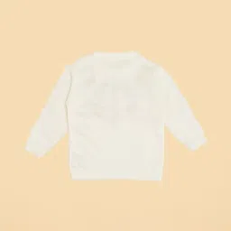 Pantaloons Baby Girls White Acrylic Embroidery Sweater image 2