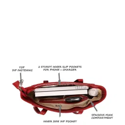 Lavie BETSCROSSY SM EW Red Textured Medium Tote Handbag image 4