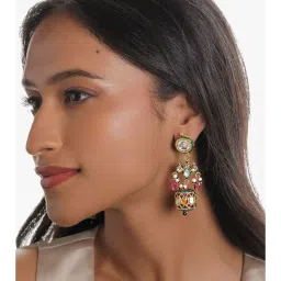 Curio Cottage Navratna & Kundan Drop Earrings image 2