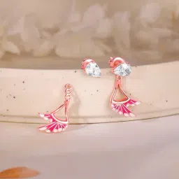 GIVA 925 Silver Rose Gold Winged Dangler Ear Jackets for Women-image-41