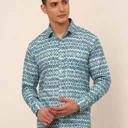 Jainish Sky Blue Cotton Regular Fit Printed Shirt image 1