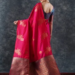 Saree Mall Pink Woven Sarees With Unstitched Blouse image 2