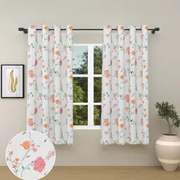Haus & Kinder White & Pink Cotton Blush In The Sky Door Curtains With Eyelet Rings - Set of 2 image 2