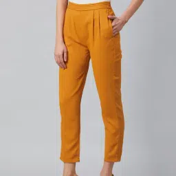Marie Claire Mustard Mid Rise Regular Fit Trousers image 3