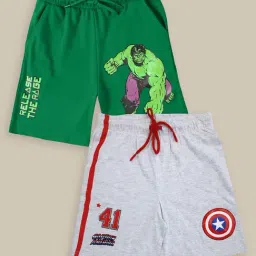 Kidsville Green & Grey Printed Shorts-image-46