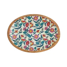 Chumbak Country White Wooden Serving Platter - Set of 1 image 2