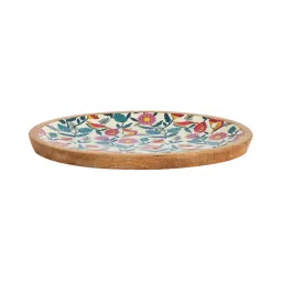 Chumbak Country White Wooden Serving Platter - Set of 1 image 5