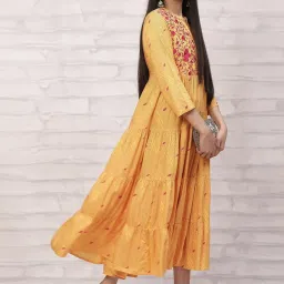Rangriti Mustard Embroidered Maxi Dress image 5